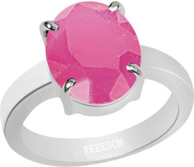 freedom Natural Certified Ruby (Manik) Gemstone 3.25 Ratti or 2.96 Carat for Male & Female Sterling Silver Ruby Ring