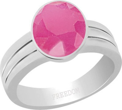 freedom Natural Certified Ruby (Manik) Gemstone 6.25 Ratti or 5.69 Carat for Male & Female Sterling Silver Ruby Ring
