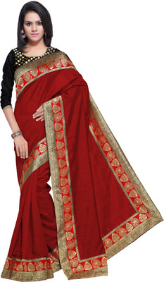 

Sarvagny Clothing Solid Bollywood Banarasi Silk Saree(Red, Red & golden