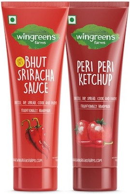 

Wingreens Farms Wingreens Farms Chilli Sauce Two Pack (Bhut Sriracha Sauce + Peri Peri Ketchup) Sauce(200 g)