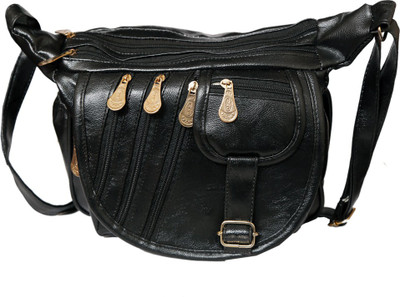 

Reet Girls Casual Black Leatherette Sling Bag