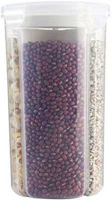 

Swarish Transparent 4 grid Sealed Cup Grains Beans Dried Fruit Storage Food Container Box Storage Box(Multicolor)