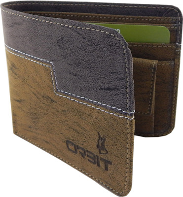 

Orbit Men Grey, Khaki Genuine Leather, Fabric Wallet(4 Card Slots)