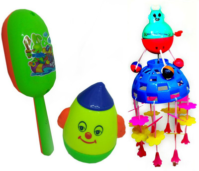 

HALO NATION 3 in 1 Toy set for new born , Baby Rattle, cot mobile and Roly poly. Rattle(Multicolor)
