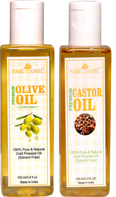 

Park Daniel Premium Extra Light Olive Oil and Castor Oil Combo of 2 No.100 ml Bottles(200 ml)(200 ml)