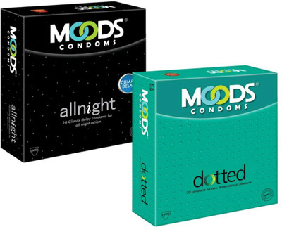 MOODS Allnight and Dotted Condom(Set of 2, 24 Sheets)