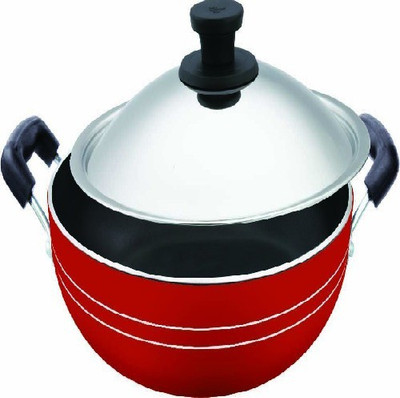The Kitchen Queen Non stick Kadai with Lid 260 mm (3.5 Ltr) (Red) Cookware Set(Aluminium, 1 - Piece)