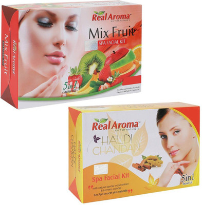 

Real Aroma Haldi Chandan Mix Fruit Facial Kit 740 g(Set of 2)