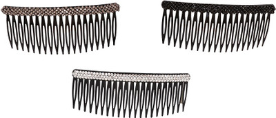 

Bijou Vertex Black Silver & Smoke Crystal Pack of 3 Bun Clip(Multicolor)