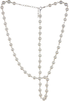 

FAYON Weekend Party Silver Chain Pearls String Hair Chain(Silver)