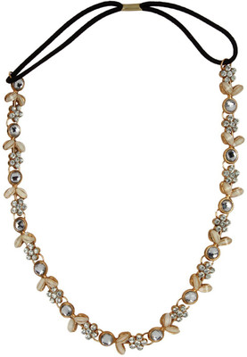 

FAYON Party Style Diva White Golden Crystal Flowers Layer Hair Band(Gold)
