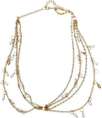 

FAYON Fabulous Statement White Tiny Pearls Chains Hair Chain(Gold)