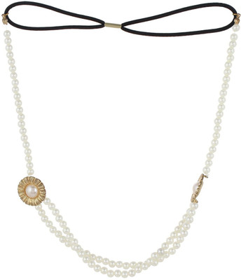 

FAYON Chic Stylish White Pearls Double Layer Hair Chain(White)