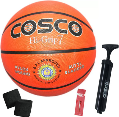 

Cosco Hi-Grip Size-7 Basketball With Basketball Pump With Pair Wrist Band Basketball Kit