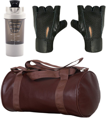 

Cp Bigbasket Combo Set Leather Soft Gym Bag (Brown), Cyclone Shaker, Netted Gym & Fitness Gloves Black) Gym & Fitness Kit