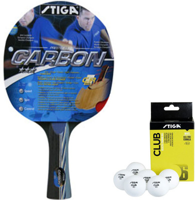 

Cosco Stiga Carbon CR Table Tennis Bat with Club 40+ Ball Table Tennis Kit