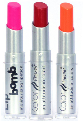 Color Fever Lip Bomb Creme Matte Lipstick - Romantic Pink / Lovely Red / Decent Orange(Red, Pink, Orange)