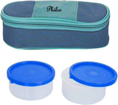 

Philco Royal Blue-Green Lunchbox-2Plastic Container 2 Containers Lunch Box(650 ml), Multicolor