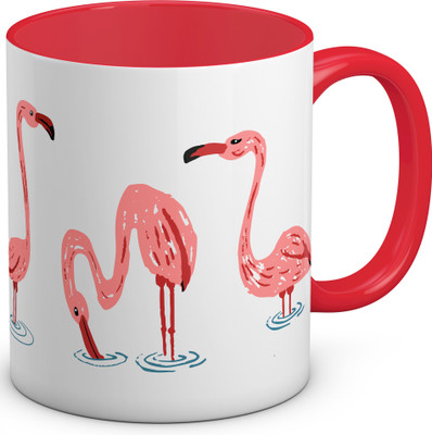 

OyeHoe My Dear Flamingo Coffee Ceramic Mug(300 ml), Red