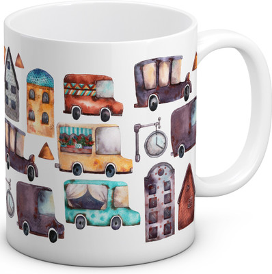 

OyeHoe Vintage Moving Society Coffee Ceramic Mug(300 ml), White