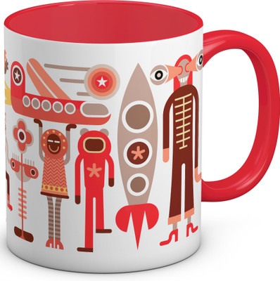 

OyeHoe Retro Style III Coffee Ceramic Mug(300 ml), Red