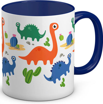 

OyeHoe Lovely Cute Dinosaurs Coffee Ceramic Mug(300 ml), Blue