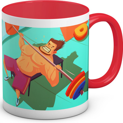 

OyeHoe I am Fitness Lover Coffee Ceramic Mug(300 ml), Red