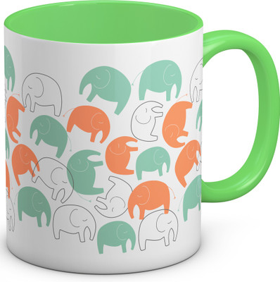 OyeHoe Nostalgic Elephant Coffee Ceramic Mug(300 ml), Multicolor