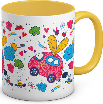 

OyeHoe My Cute Car Coffee Ceramic Mug(300 ml), Yellow