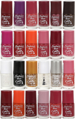 

Fashion Bar Gel Style Nail polish Jumbo Combo Pack 1001 Multicolor(Pack of 24)