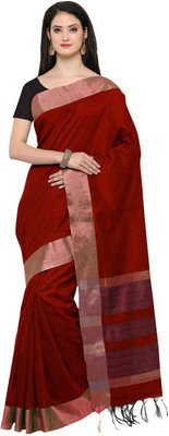 Ratnavati Geometric Print, Solid/Plain Bollywood Art Silk Saree(Red, Black)
