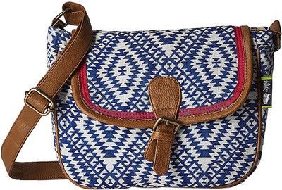 

Kanvas Katha Women Casual White, Blue Satin Sling Bag, Blue;white