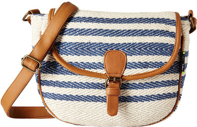 

Kanvas Katha Women Casual Brown, White, Blue Satin Sling Bag, Blue;brown;white