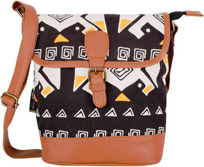 

Kanvas Katha Women Casual Black, Brown, White Canvas Sling Bag