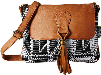 

Kanvas Katha Women Casual Tan, Black, White Satin Sling Bag, Black;tan;white