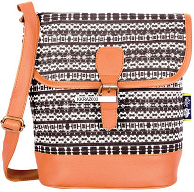 

Kanvas Katha Women Casual Tan, Black, White Canvas Sling Bag, Black;tan;white