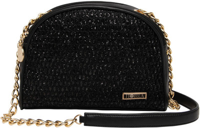 

Horra Women Evening/Party Black PU Sling Bag