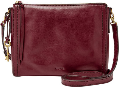 

Fossil Women Casual Maroon Genuine Leather Sling Bag