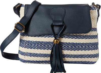 

Kanvas Katha Women Casual White, Blue Satin Sling Bag, Blue;white