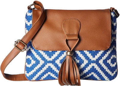 

Kanvas Katha Women Casual Brown, White, Blue Satin Sling Bag, Blue;brown;white