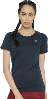 REVO Solid Women Round Neck Blue T-Shirt