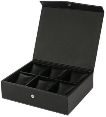 Ayesha Leather Works Faux Leather Watch Box(Black, Holds 6 Watches)   Watches  (Ayesha Leather Works)
