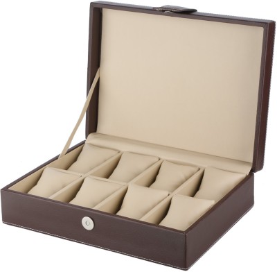 Ayesha Leather Works Faux Leather Watch Box(Brown, Holds 8 Watches)   Watches  (Ayesha Leather Works)