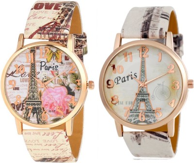 KNACK attractive Eiffel Tower design upcoming stylish bracelet leather belt paris love women combo T5 Watch  - For Girls   Watches  (KNACK)