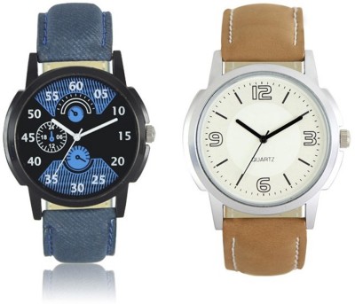 FASHION POOL LOREM MEN'S MOST STUNNING FULL BLUE DIAL GRAPHICS & ROUND DIAL MOST VINTAGE DESIGN DIAL GRAPHICS FULL WHITE DIAL PROFESSIONAL & CASUAL WEAR WATCH WITH BLUE & BROWN PLAIN LEATHER BELT FOR FESTIVAL COLLECTION Watch  - For Boys   Watches  (FASHION POOL)