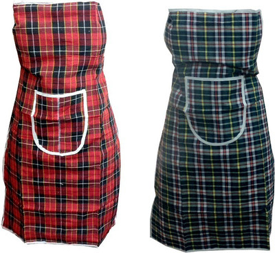 LooMantha Cotton Chef's Apron - Free Size(Multicolor, Pack of 2)