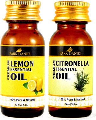 PARK DANIEL Premium Lemon and Citronella Essential oil combo of 2 bottles of 30 ml- Pure and Natural(60 ml)(60 ml)