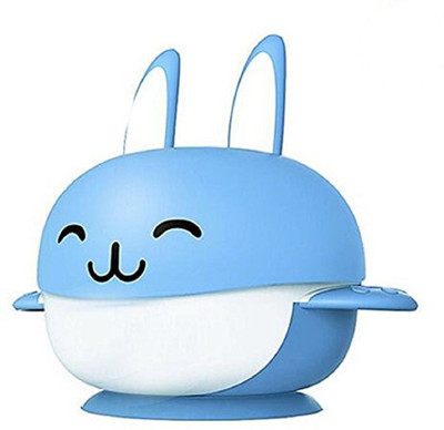 

ProBaby Suction Bowl with Lid, Spoon and Fork - FDA and SGS approved Anti-Bacterial Polymer Plastic(Blue and White)