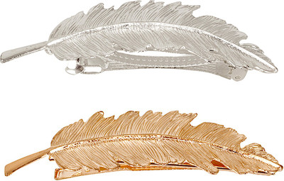

Bijou Vertex Rose Gold & Silver Leaf Barrette Pack of 2 Hair Clip(Gold)