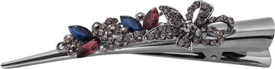 

Bijou Vertex Gunmetal Navy & Purple Metal Bow Embellished With Crystals Hair Clip(Grey)